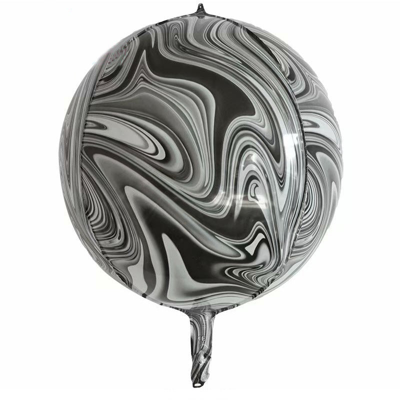 Marble Agate Balloons 3Pcs 22 Inch 4D Foil Balloon Black