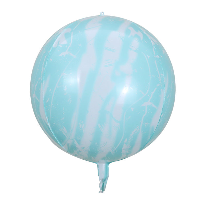 Marble Agate Balloons 3Pcs 22 Inch 4D Foil Balloon Blue