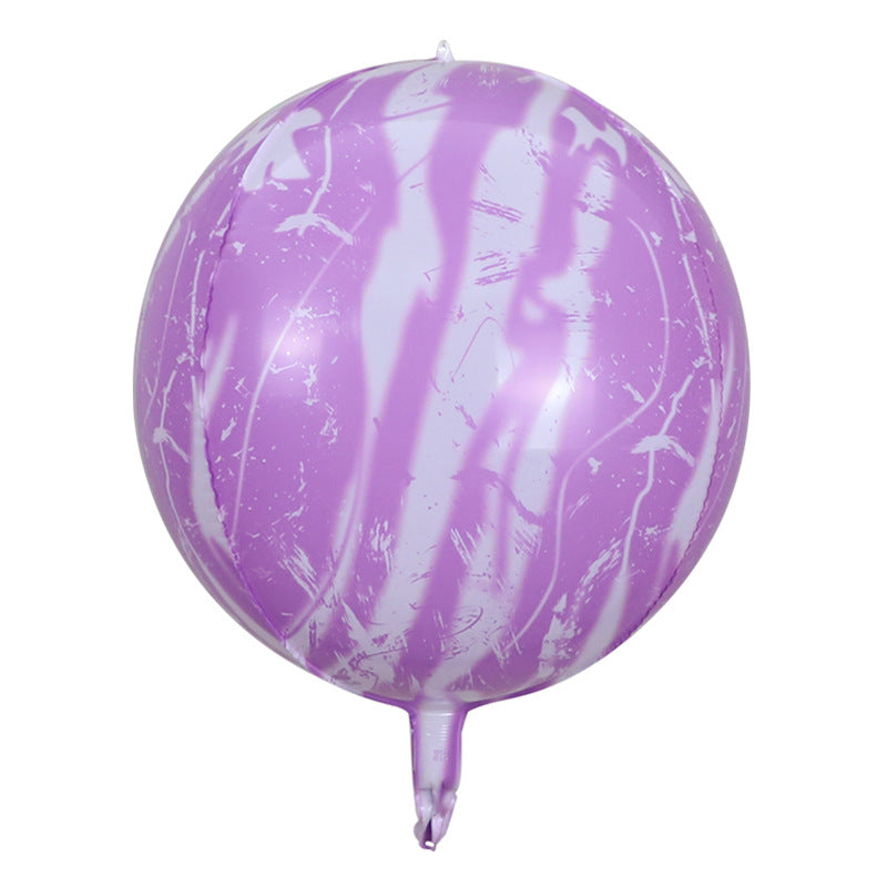 Marble Agate Balloons 3Pcs 22 Inch 4D Foil Balloon Purple