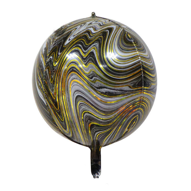 Marble Agate Balloons 3Pcs 22 Inch 4D Foil Balloon Gold Black