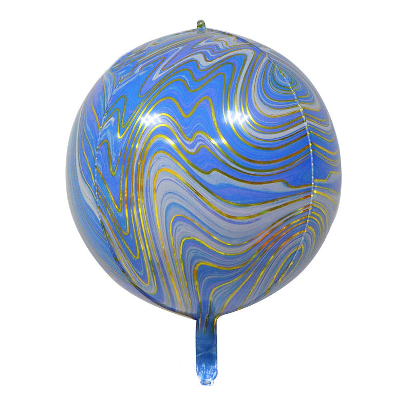 Marble Agate Balloons 3Pcs 22 Inch 4D Foil Balloon Gold Blue
