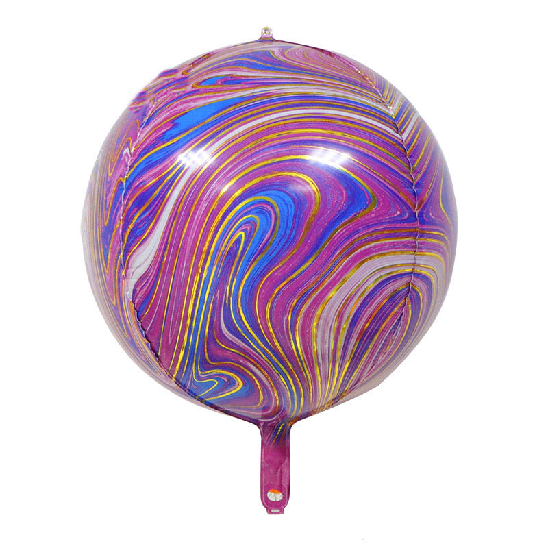 Marble Agate Balloons 3Pcs 22 Inch 4D Foil Balloon Gold Purple