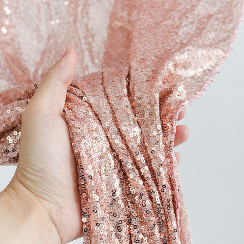 Sequin Round Tablecloth 120" Rose Gold
