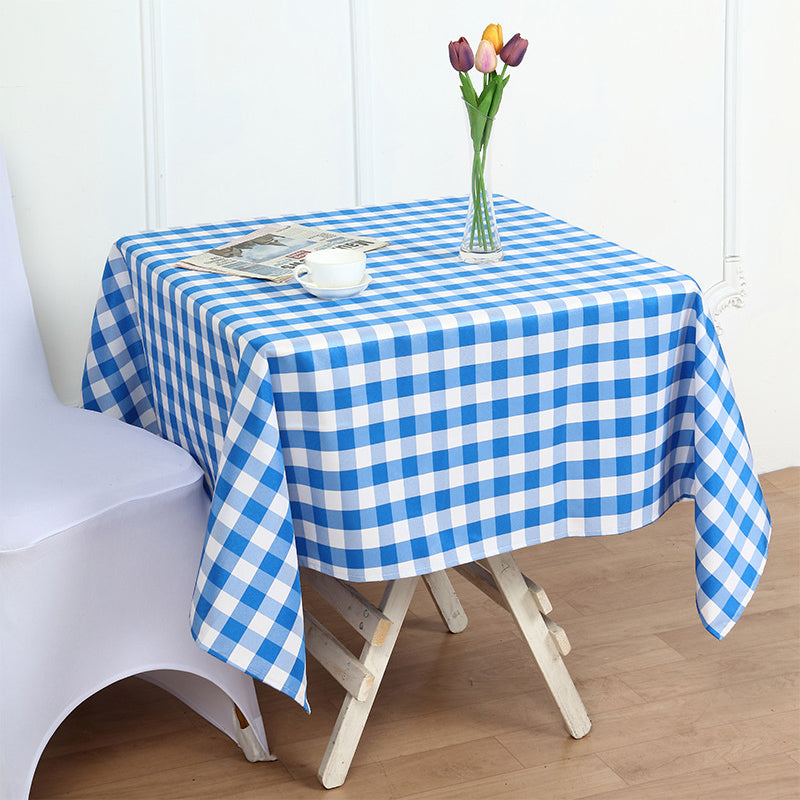 Buffalo Plaid Polyester Square Tablecloth White/Light Blue