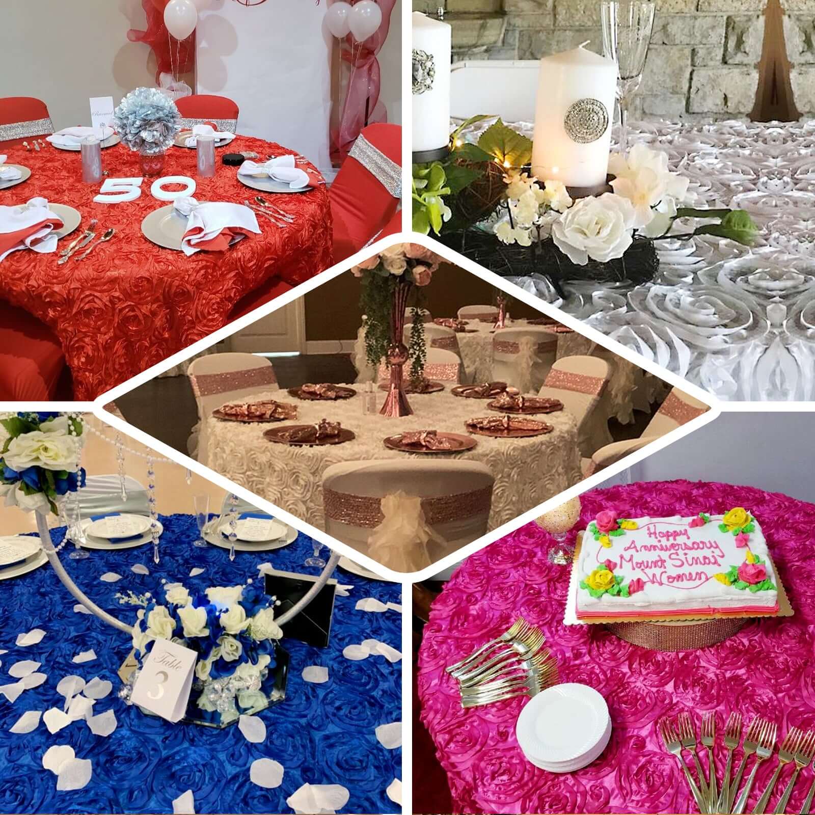 Satin Round Tablecloth 120" Deep Red