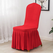 Ruffled Pleated Skirt Polyester Chair Cover  White