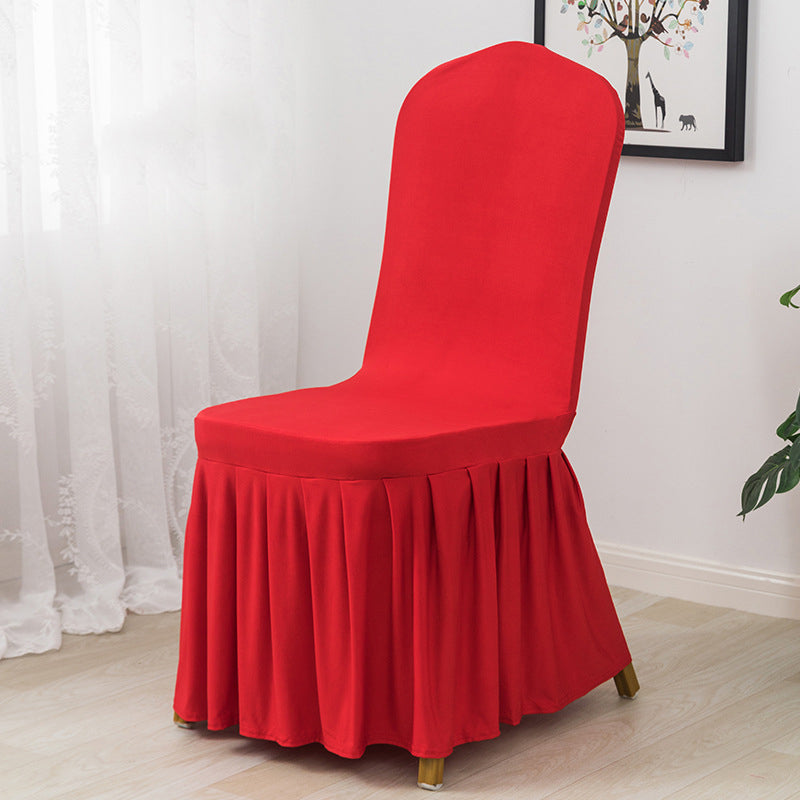 Ruffled Pleated Skirt Polyester Chair Cover  White