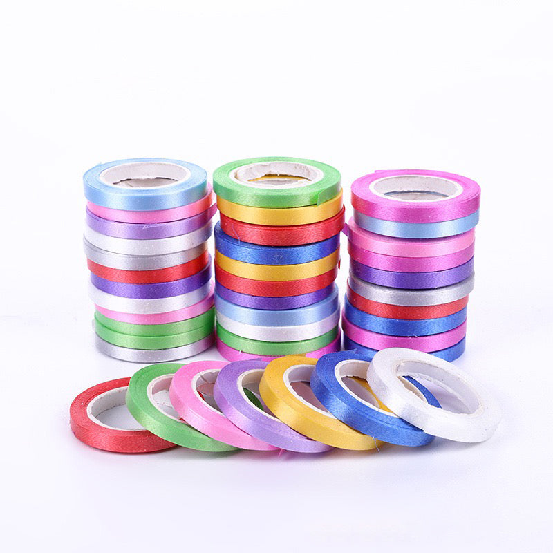 50 Rolls Curling Ribbon 1/5" Wide x 5.5 Yards Balloon String Curly Shiny Metallic Roll Assorted Colors for Art Craft Gift Wrapping Florist Wedding Festival Decor