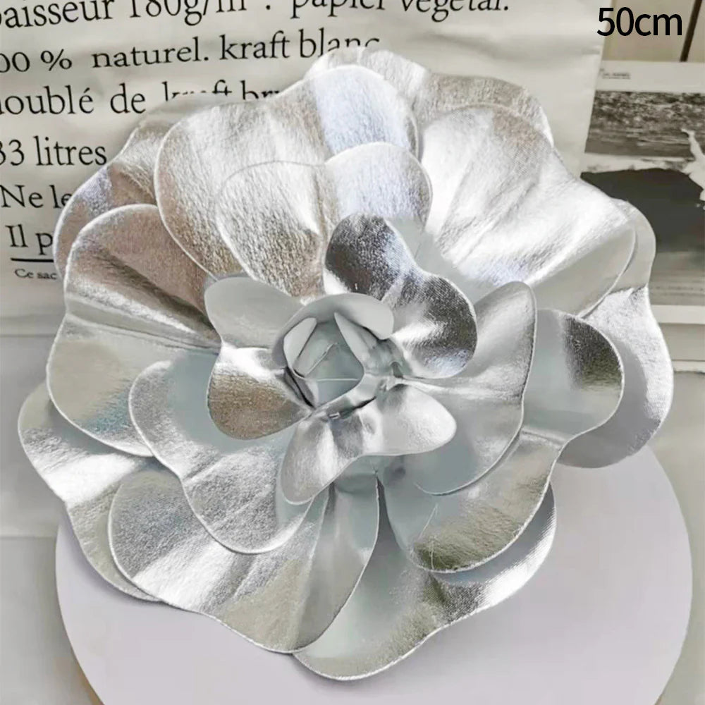 20" Silver Simulated Golden Rose Flower Wall Decoration 4Pcs