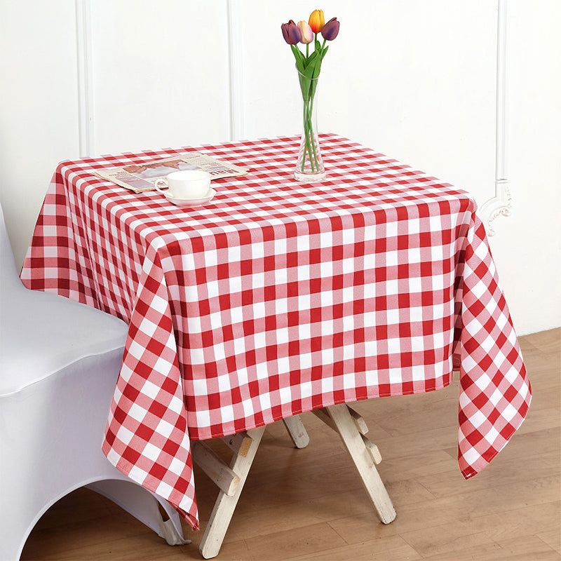 Buffalo Plaid Polyester Square Tablecloth White/Red