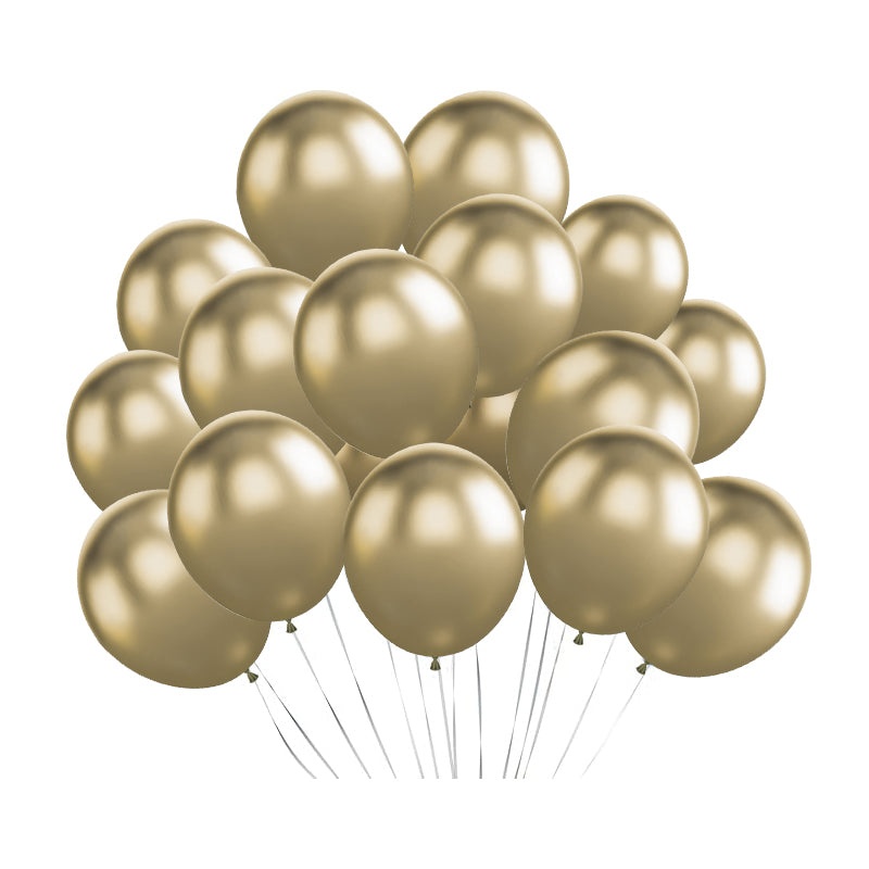 5" Latex Balloons 100 Pcs Chrome Gold