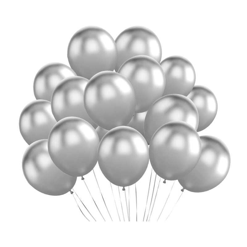 5" Latex Balloons 100 Pcs Chrome Silver
