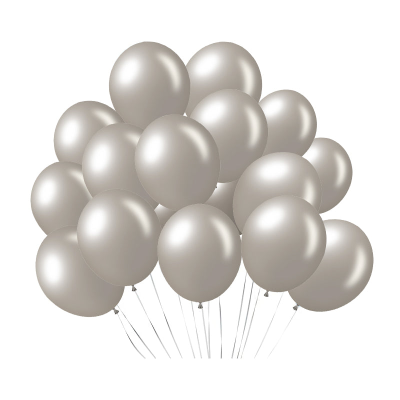 5" Latex Balloons 100 Pcs Pearl Silver