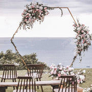 Heavy Duty Gold Metal Hexagonal Wedding Arch Photo Backdrop Stand 7.87ft