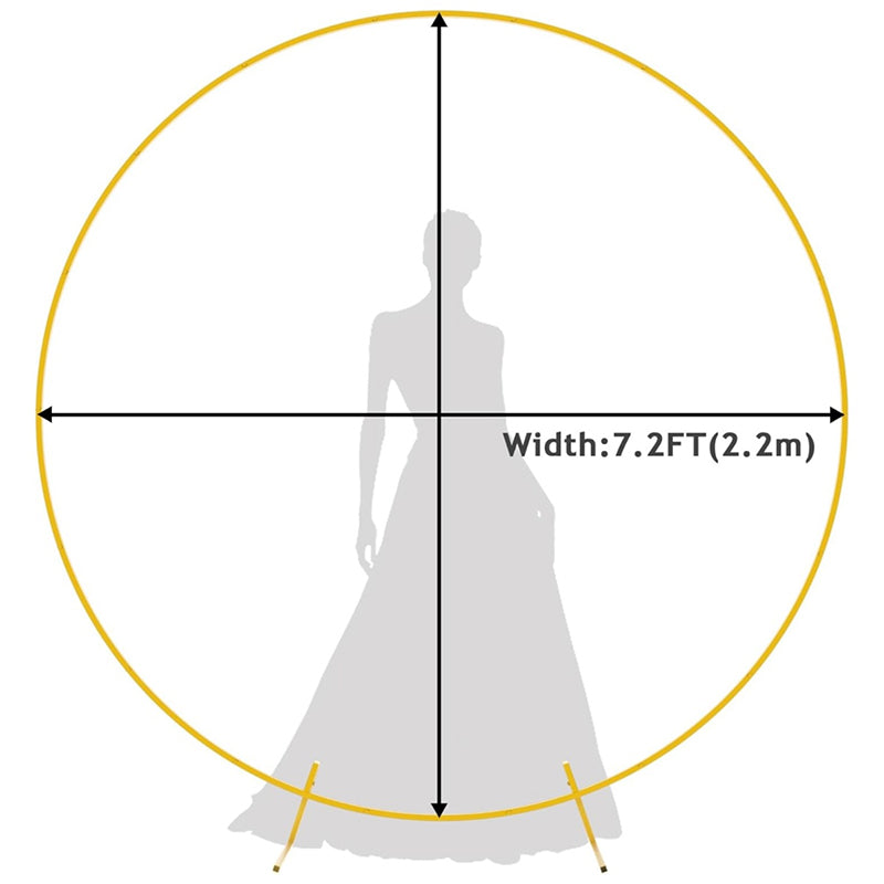 Elegant Gold Metal Round Wedding Arch Photo Backdrop Stand 7.2ft