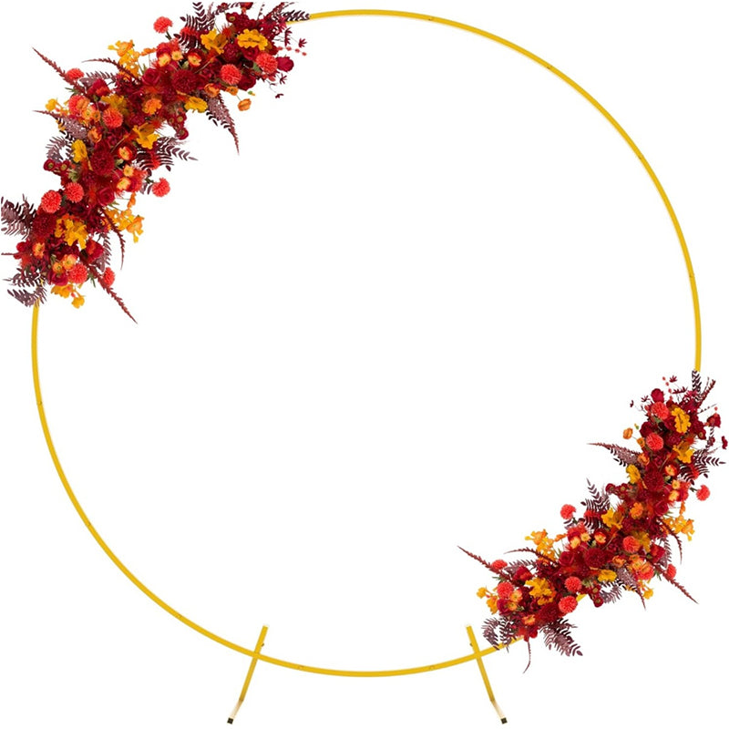 Elegant Gold Metal Round Wedding Arch Photo Backdrop Stand 7.2ft