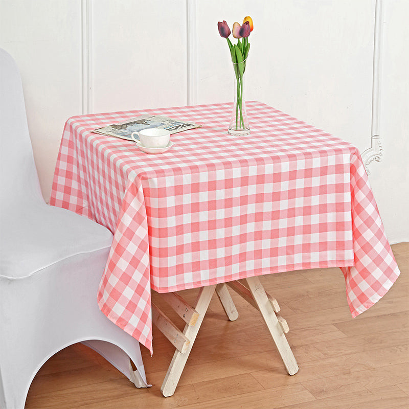Buffalo Plaid Polyester Square Tablecloth White/Rose