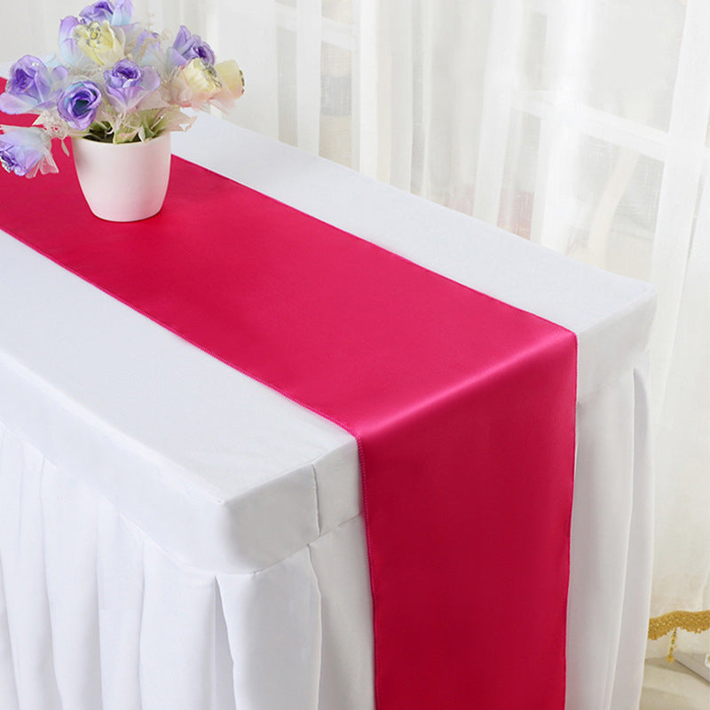 Satin 110"x12" Table Runner Rose Red