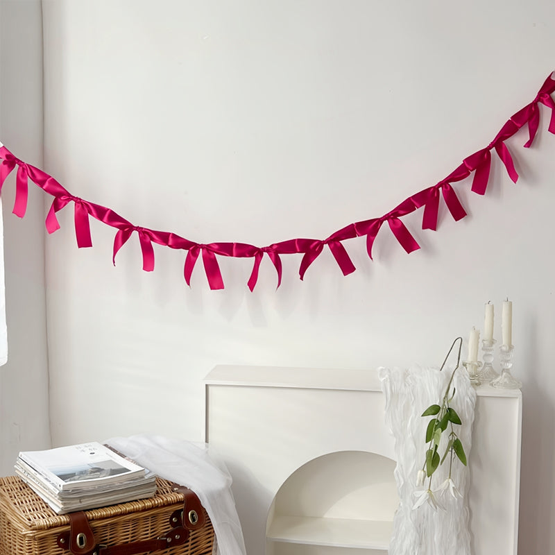Bow Garland Decorations Bow Garland Banner Rose Red