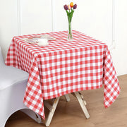 Buffalo Plaid Polyester Square Tablecloth White/Watermelon Red