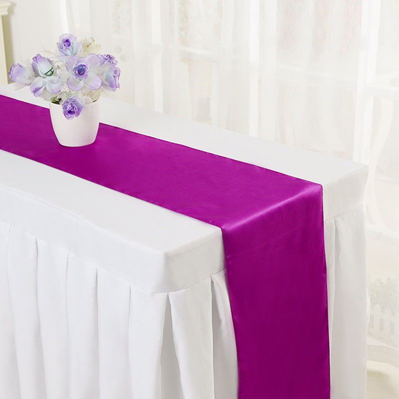 Satin 110"x12" Table Runner Purple Red
