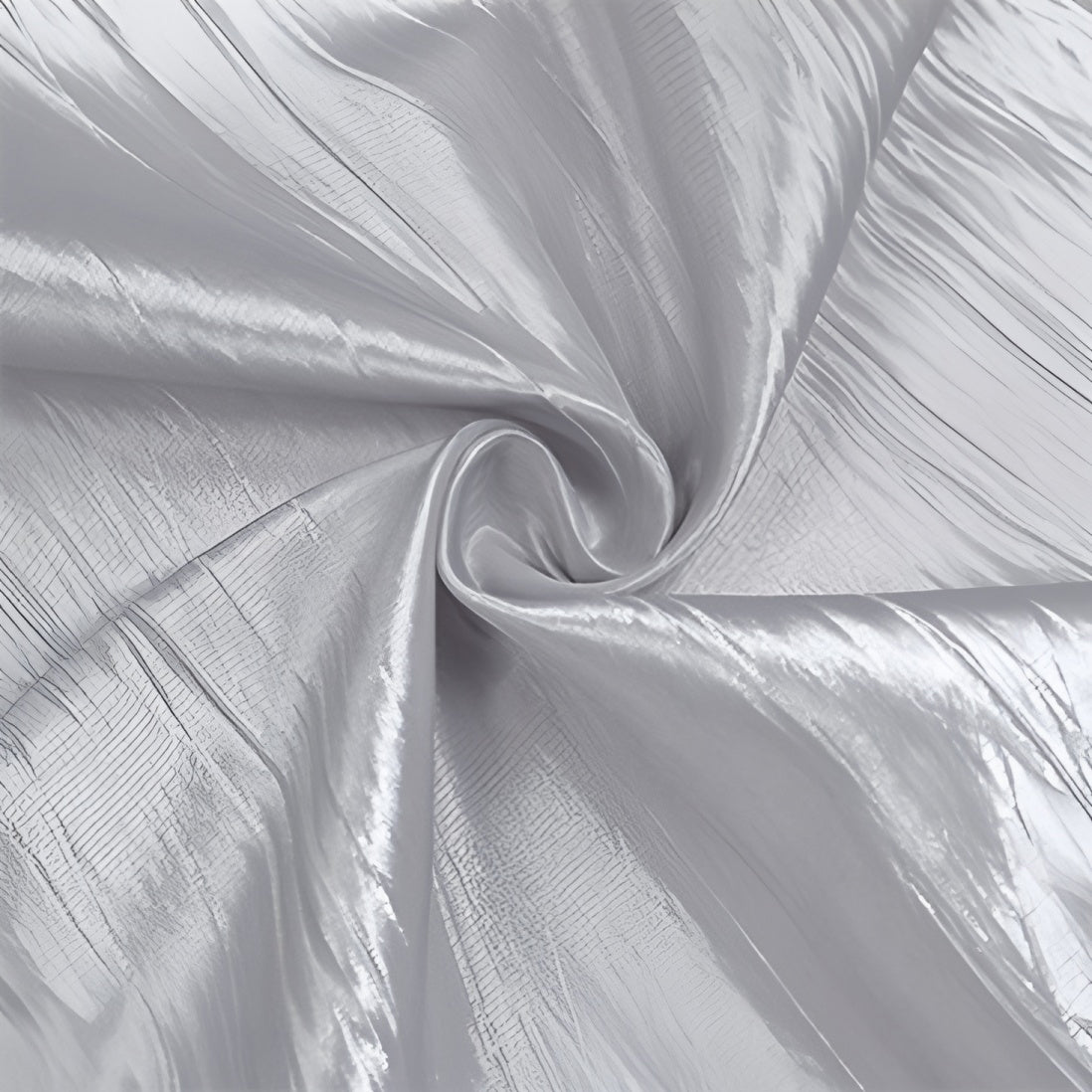 Round Crinkle Polyester Tablecloth Silver