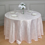 Round Crinkle Polyester Tablecloth Light Pink