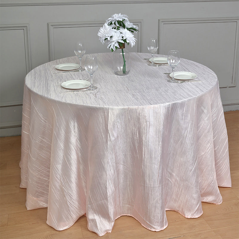Round Crinkle Polyester Tablecloth Light Pink