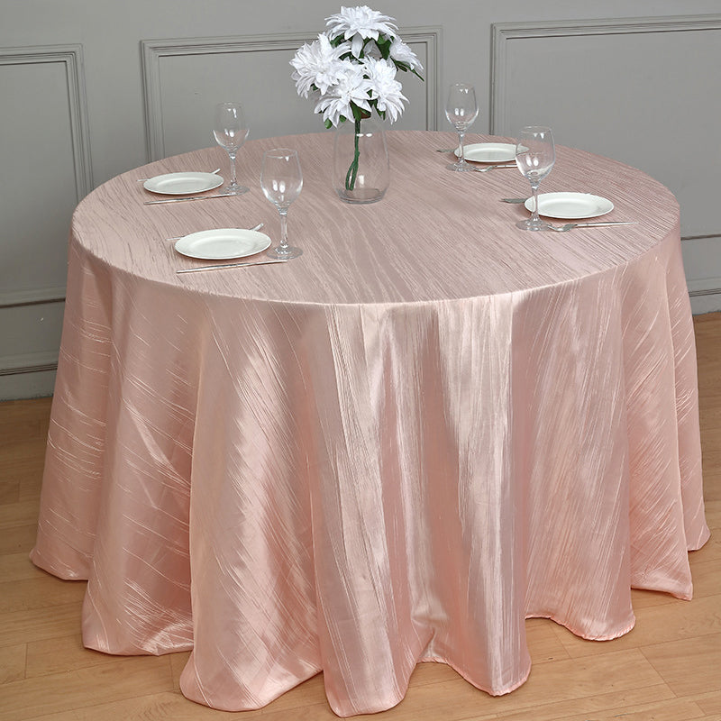 Round Crinkle Polyester Tablecloth Coral Pink