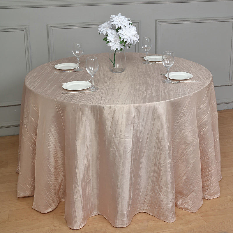 Round Crinkle Polyester Tablecloth Khaki
