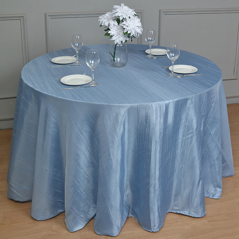 Round Crinkle Polyester Tablecloth Dusty Blue