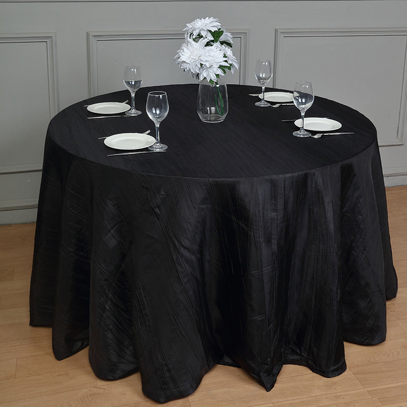 Round Crinkle Polyester Tablecloth Black