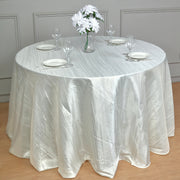 Round Crinkle Polyester Tablecloth Ivory
