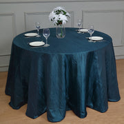 Round Crinkle Polyester Tablecloth Navy Blue