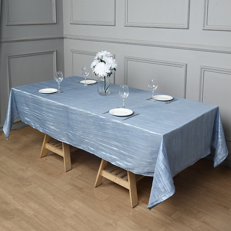 Rectangular Crinkle Polyester Tablecloth Dusty Blue