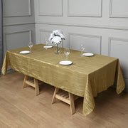 Rectangular Crinkle Polyester Tablecloth Gold