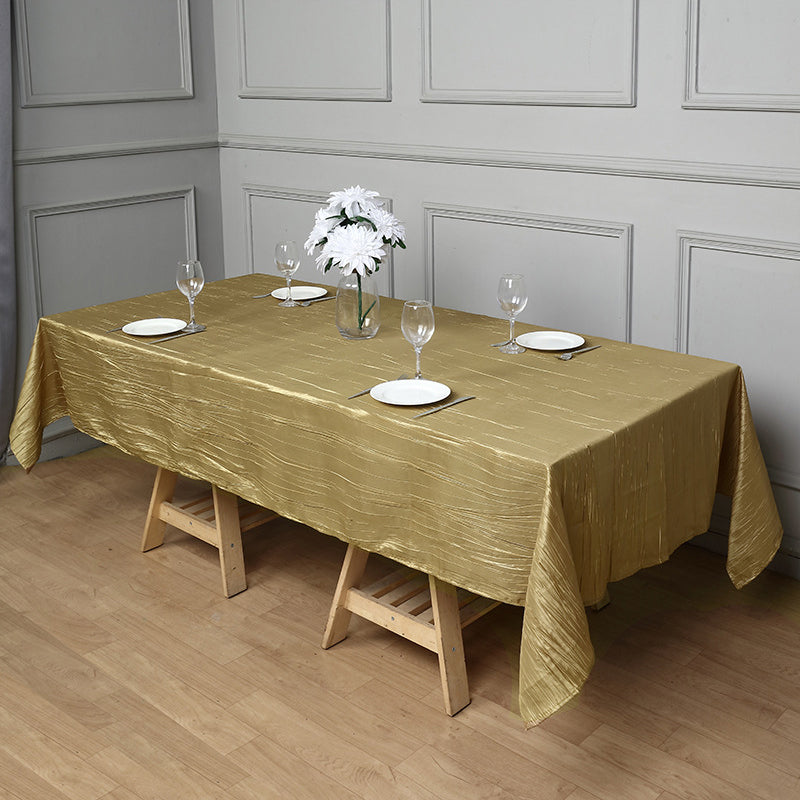 Rectangular Crinkle Polyester Tablecloth Gold