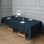 Rectangular Crinkle Polyester Tablecloth Navy Blue