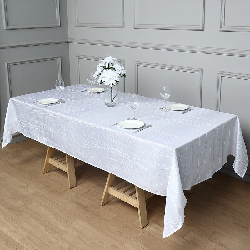 Rectangular Crinkle Polyester Tablecloth White