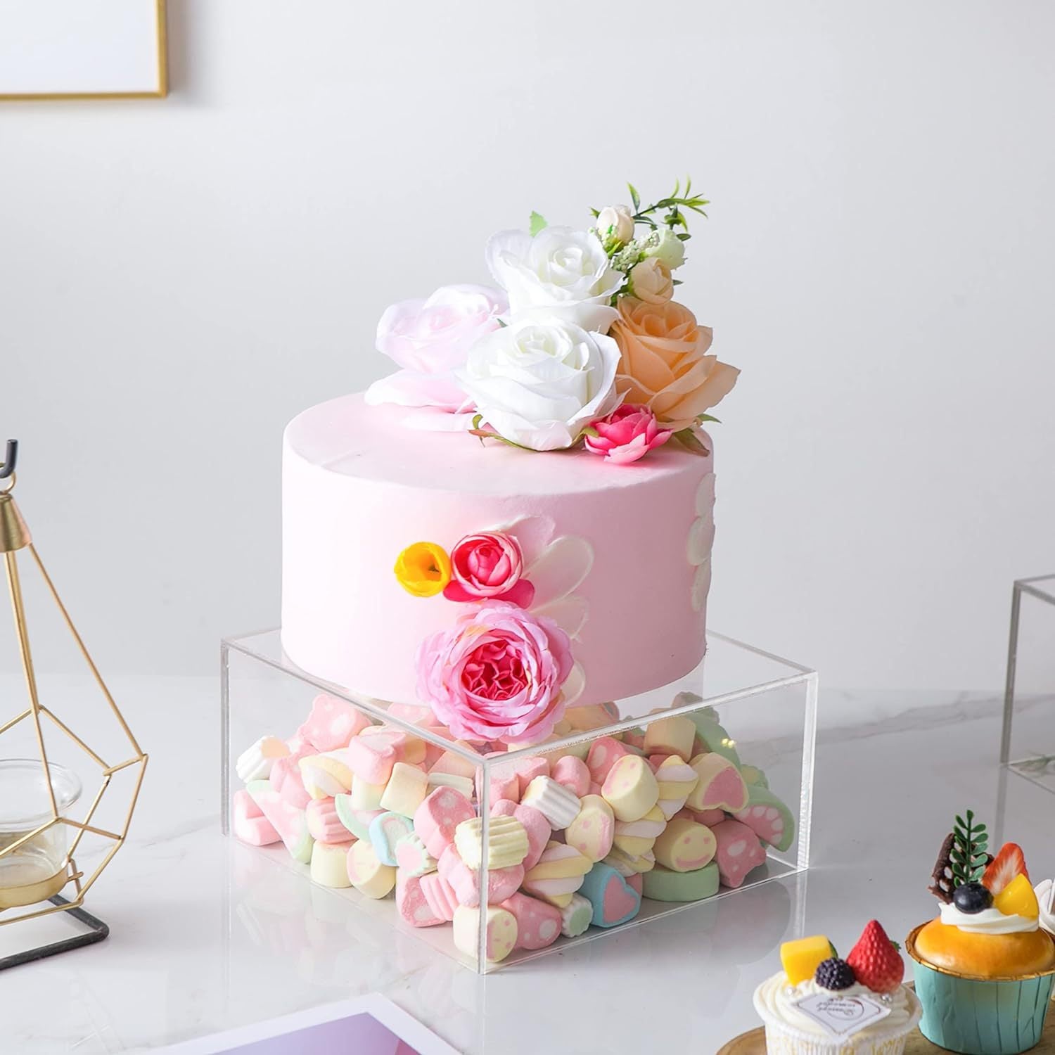 Acrylic Cake Box Stand Pedestal Riser Transparent Clear 14"x14"