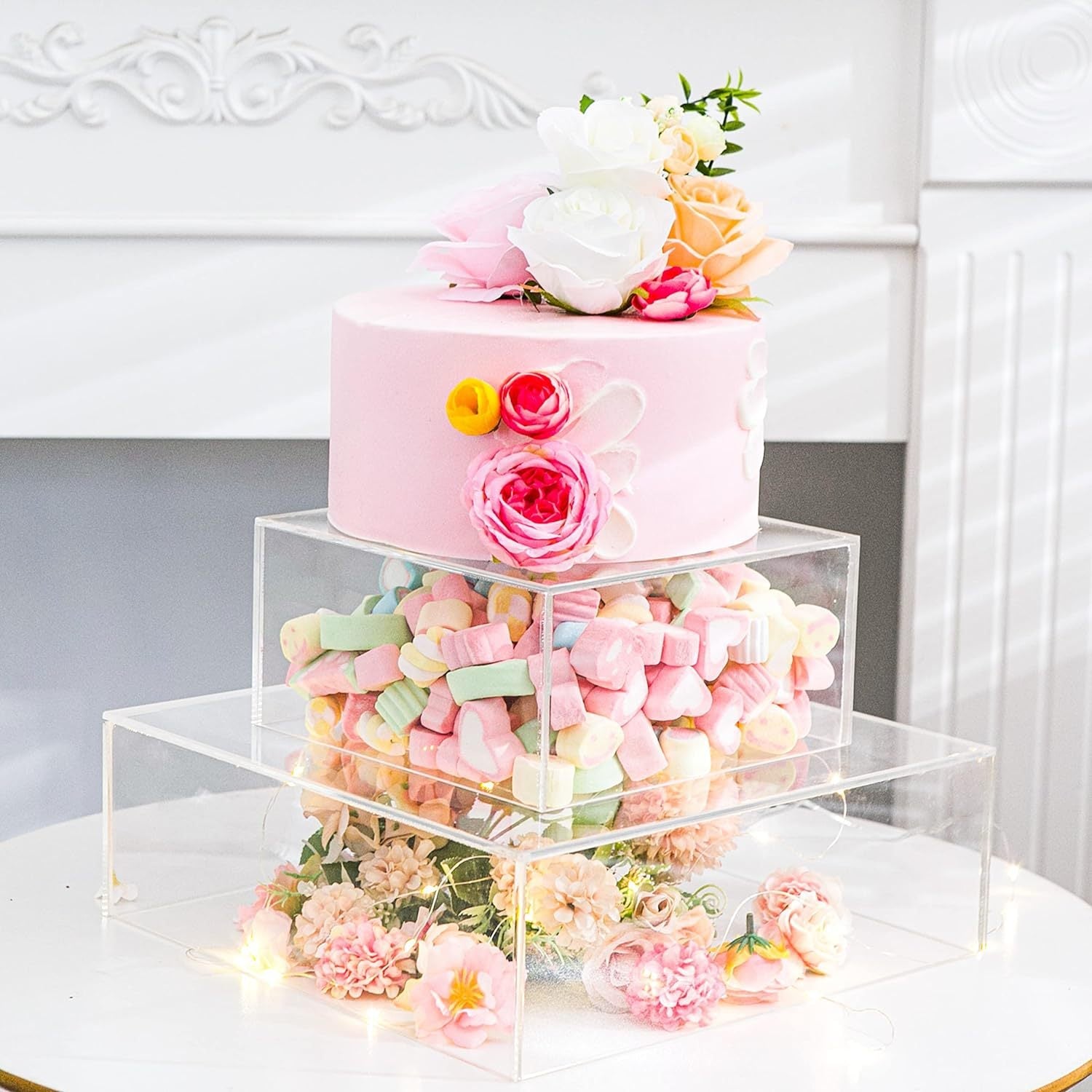 Acrylic Cake Box Stand Pedestal Riser Transparent Clear 14"x14"