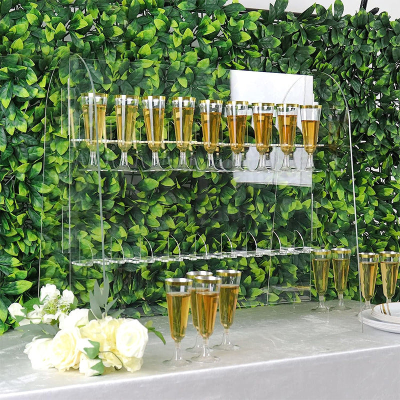 2-Tier Acrylic Champagne Glass Holder Display Stand Table Top 25" Clear with 18 Hooks