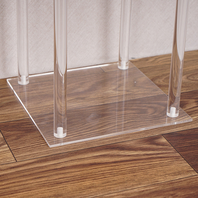 Acrylic Flower Vase Pillar Stand Clear with Square Mirror Base