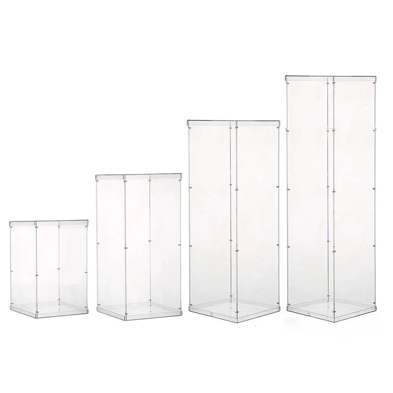 Set of 4 Clear Acrylic Cube Display Riser Stands