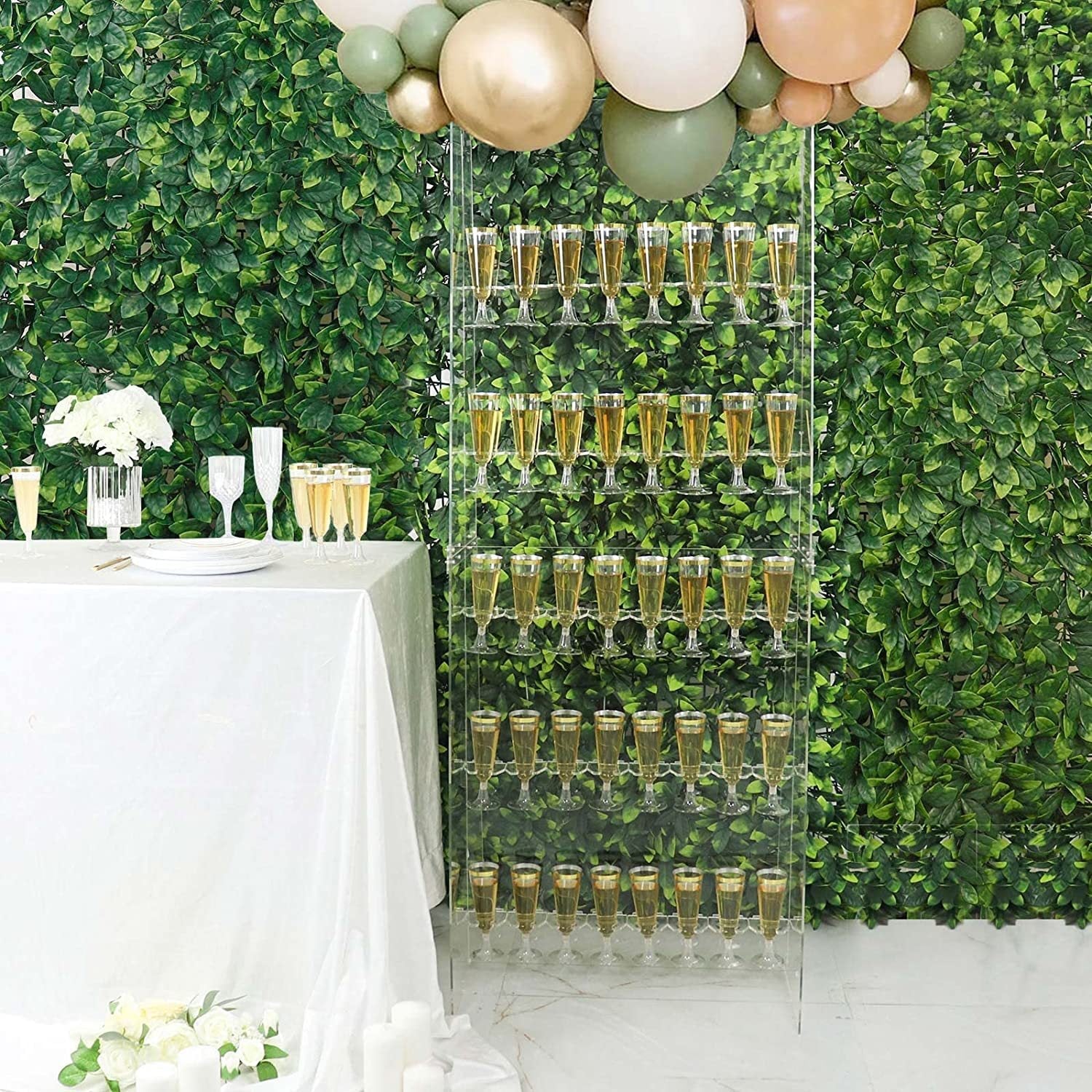 5-Tier Acrylic Champagne Wall Glass Holder 5ft Clear