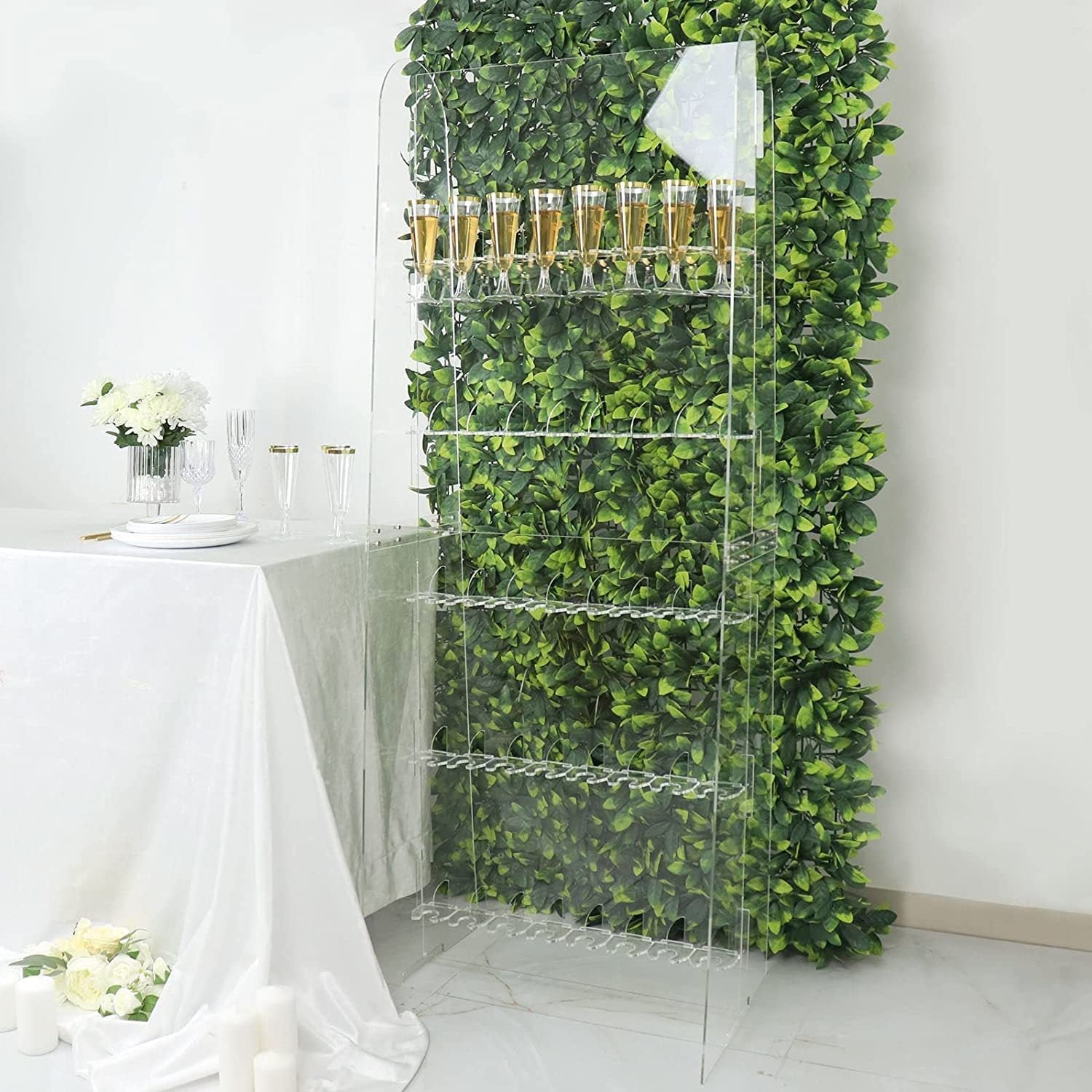 5-Tier Acrylic Champagne Wall Glass Holder 5ft Clear