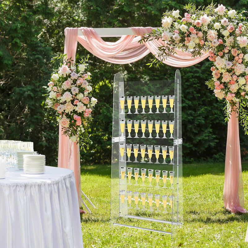 5-Tier Acrylic Champagne Wall Glass Holder 5ft Clear