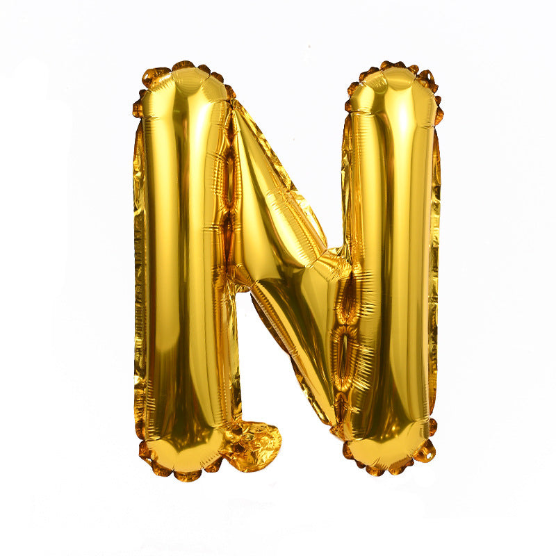 16" Gold Letter Balloons Alphabet Number Foil Mylar Balloons Letter "N"