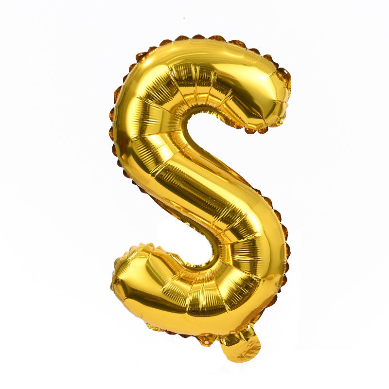 32" Gold Letter Balloons Alphabet Number Foil Mylar Balloons Letter "S"