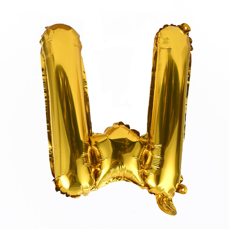 16" Gold Letter Balloons Alphabet Number Foil Mylar Balloons Letter "W"